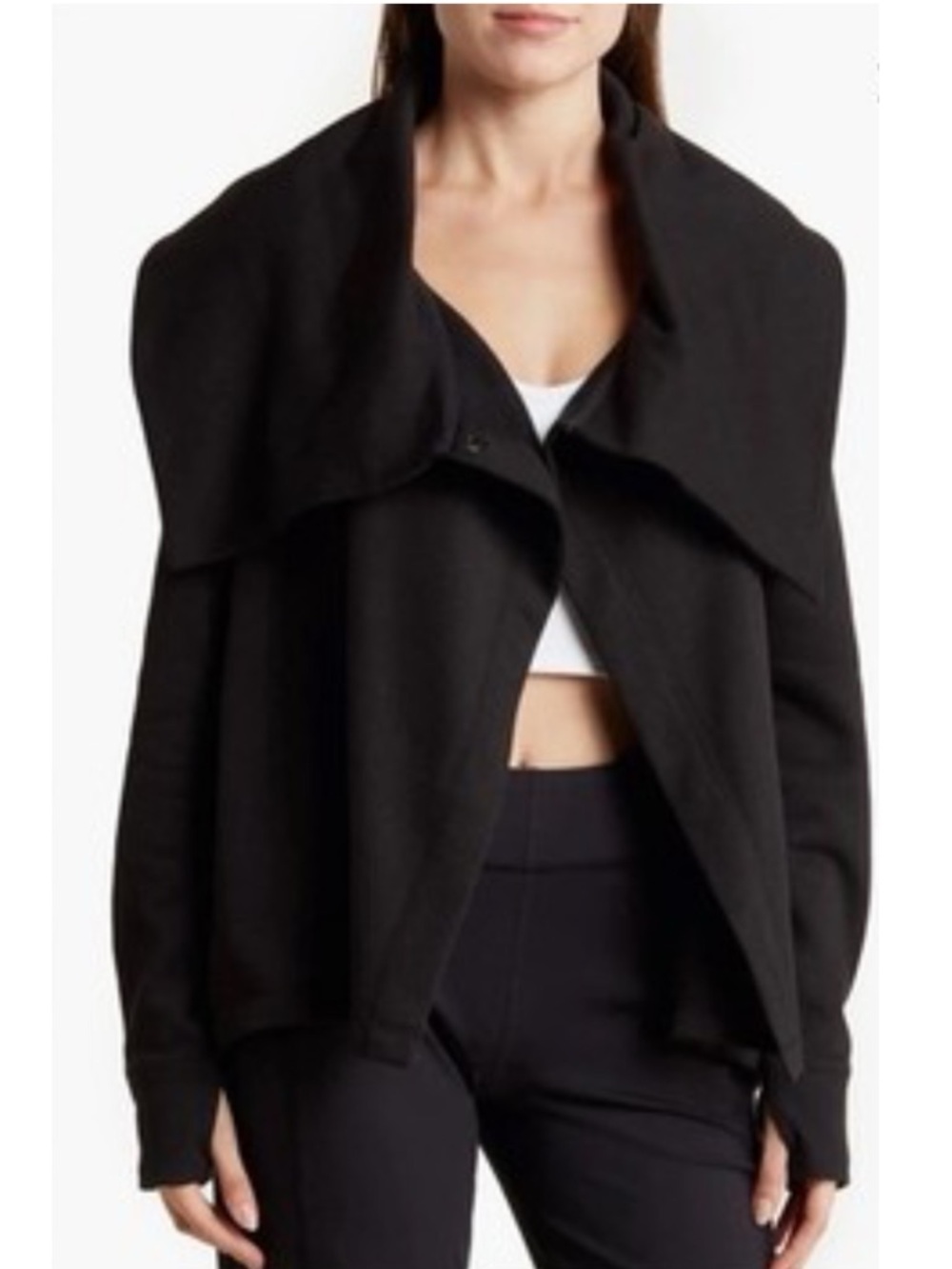 Z by ZELLA Women’s Size M Black Shooting Star Drape Collar Cardigan Asymmetrical